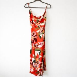 Adelyn Rae Floral Cowl Neck Maxi Dress Size S Red Spaghetti Strap EUC